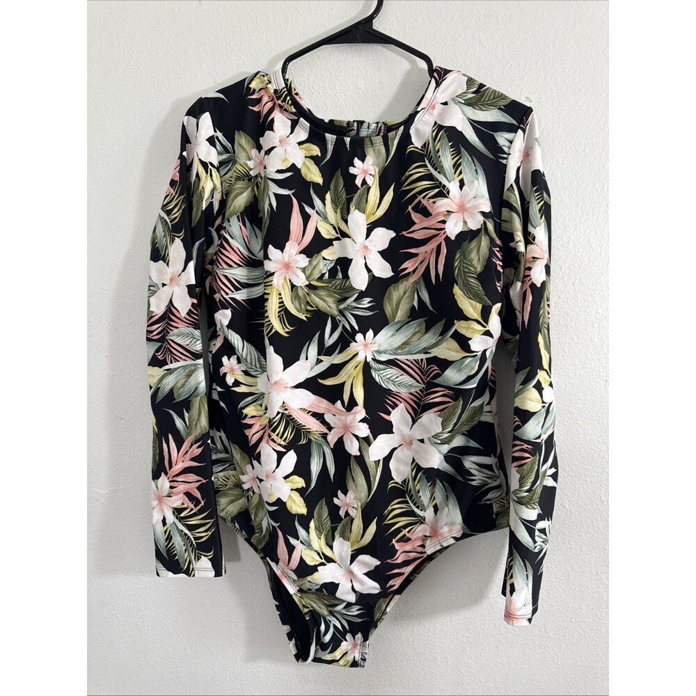 Kona Sol Swim‎ Womens XL Multi Tropical Swimwear One Piece Swimsuit Beach
